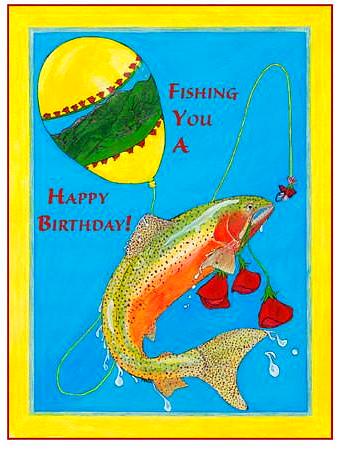 Fly Fishing Happy Birthday Card